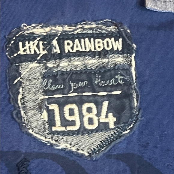 Desigual Graffiti Blue and Grey Men's Button Down Shirt sz S Embroidered Details - Picture 6 of 13